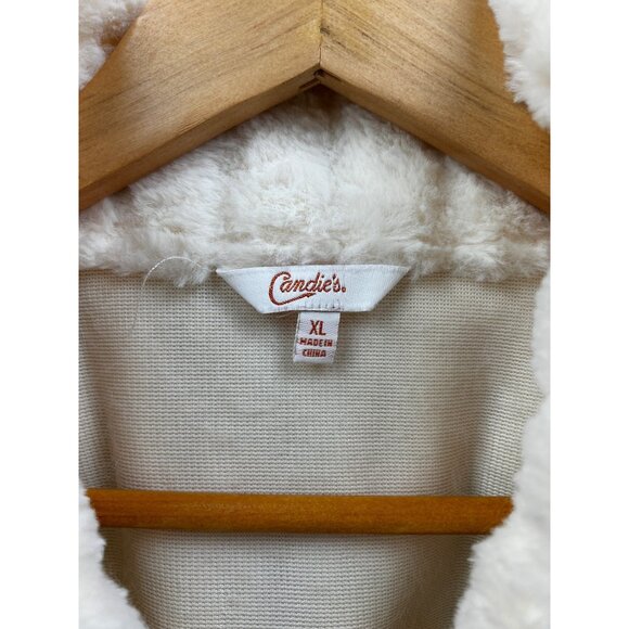 Candie’s Fleece Pullover Sweater Womens XL Faux Fur Ivory Cozy Teddy Sherpa Chic - Picture 2 of 8